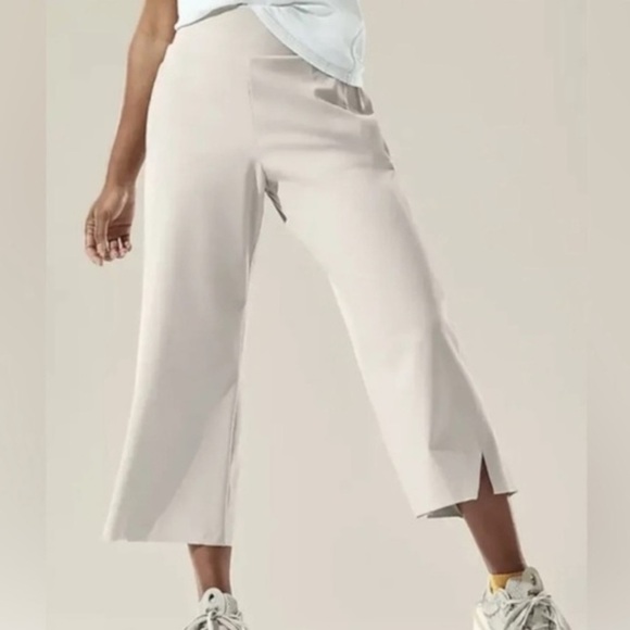 Athleta Cosmic Crop Wide Leg Pants Gray Beige Greige Small I2 - Picture 1 of 8